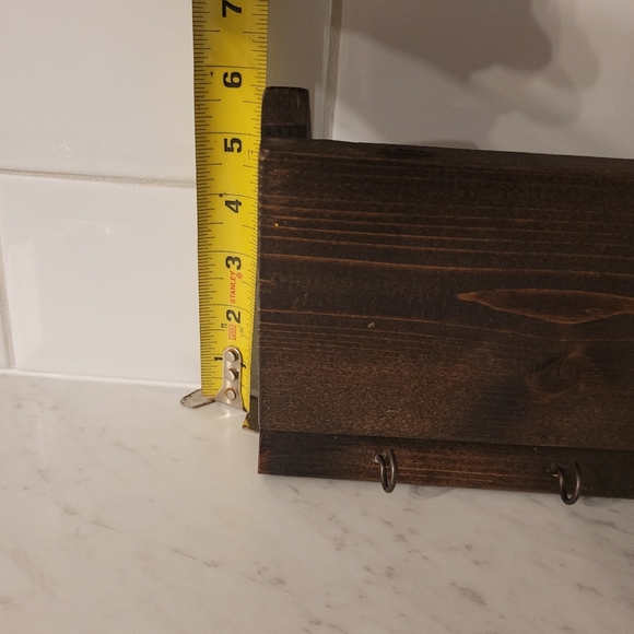 1 set Key Holder Wooden Tray and 4 Hooks, Wall Mounted Key Holder, Decoration - Picture 5 of 5